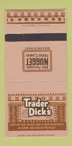 Matchbook Cover - Trader Dick's Nugget Casino Reno NV 30 Strike