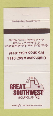 Matchbook Cover - Great Southwest Golf Club Grand Prairie TX 30 Strike