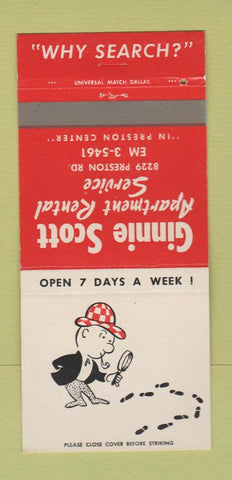 Matchbook Cover - Ginnie Scott Apartment Rentals Service 30 Strike