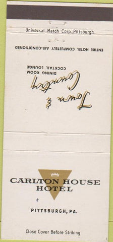 Matchbook Cover - Carlton House Hotel Pittsburgh PA 30 Strike