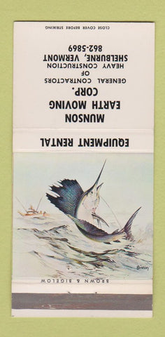 Matchbook Cover - Munson Earth Moving Shelburne VT 30 Strike