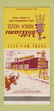 Matchbook Cover - Willaims Ranch House Fort Worth TX 30 Strike