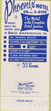 Matchbook Cover - Phoenix Motel Monroeville PA WEAR 30 Strike