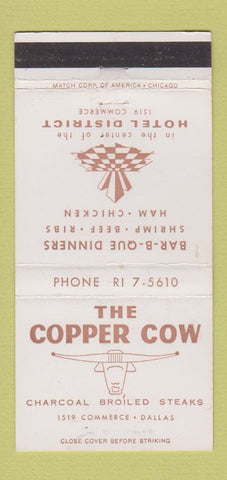 Matchbook Cover - Copper Cow Dallas TX  30 Strike