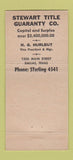 Matchbook Cover - Stewart Title Guaranty Dallas TX 30 Stick