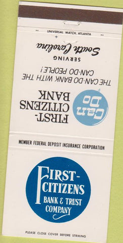 Matchbook Cover - First Citizens Bank South Carolina SC 30 Strike