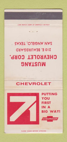 Matchbook Cover - 1971 Chevrolet Mustang San Angelo TX WEAR 30 Strike