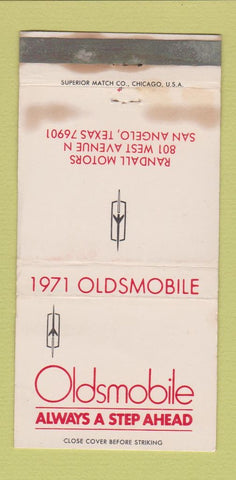 Matchbook Cover - 1971 Oldsmobile Randall Motors San Angelo TX WORN 30 Strike