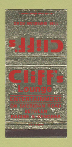 Matchbook Cover - Cliff's Lounge Racine Kenosha WI 30 Strike