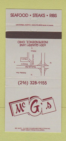 Matchbook Cover - Mc G's Restaurant Independence OH 30 Strike