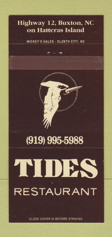 Matchbook Cover - Tides Restaurant Buxton NC 30 Strike