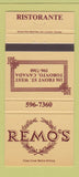 Matchbook Cover - Remo's Ristorante Toronto ON 30 Strike