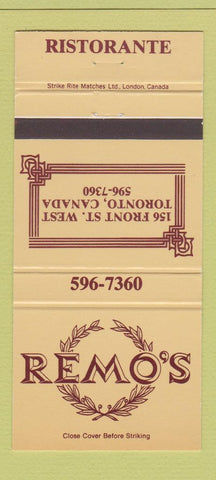 Matchbook Cover - Remo's Ristorante Toronto ON 30 Strike