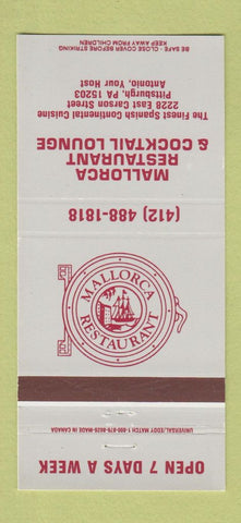 Matchbook Cover - Mallorca Restaurant Pittsburgh PA Spanish 30 Strike