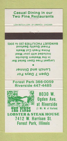 Matchbook Cover - The Pines Restaurant Forest Park IL 30 Strike