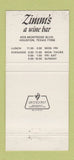 Matchbook Cover - Zimm's Wine Bar Houston TX 30 Strike