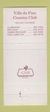 Matchbook Cover - Ville Du Parc Country Club Mequon WI 30 Strike