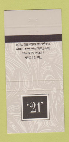 Matchbook Cover - The 21 Club New York City 30 Strike