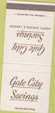 Matchbook Cover - Gate City Savings Bismarck Devils Lake Minot ND 30 Strike