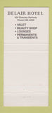 Matchbook Cover - Belair Hotel Chicago IL 30 Strike