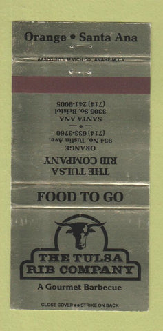 Matchbook Cover - The Tulsa Rib Company Orange Santa Ana CA 30 Strike