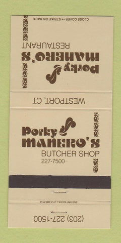 Matchbook Cover - Porky Manero's Restaurant Westport CT 30 Strike