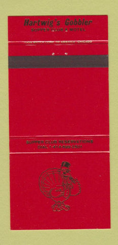 Matchbook Cover - Hartwig's Gobbler Motel Restaurant Johnson Creek WI 30 Strike