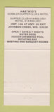 Matchbook Cover - Hartwig's Gobbler Motel Restaurant Johnson Creek WI 30 Strike