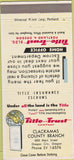 Matchbook Cover - Title and Trust Co Oregon City OR 30 Strike