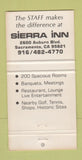 Matchbook Cover - Sierra Inn Heritage Lounge Sacramento CA 30 Strike