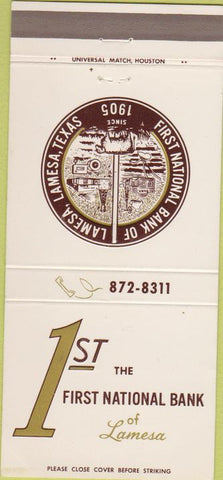 Matchbook Cover - First National Bank of Lamesa TX 30 Strike