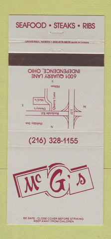 Matchbook Cover - Mc G's Restaurant Independence OH 30 Strike