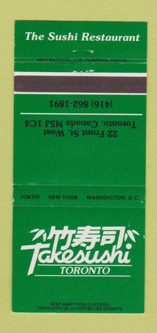 Matchbook Cover - Sushi Restaurant Takesushi Toronto ON 30 Strike