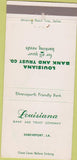 Matchbook Cover - Louisiana Bank Trust Shreveport LA 30 Strike