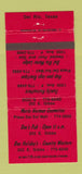 Matchbook Cover - Del Rio TX Motels Restaurants WEAR 30 Strike