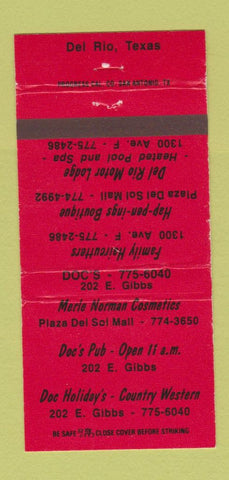 Matchbook Cover - Del Rio TX Motels Restaurants WEAR 30 Strike