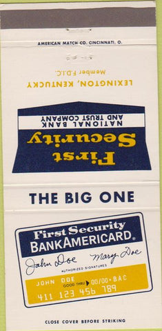 Matchbook Cover - American Fidelity Bank Barbourville KY 30 Strike