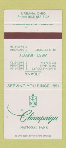 Matchbook Cover - Champaign National Bank Urbana OH 30 Strike