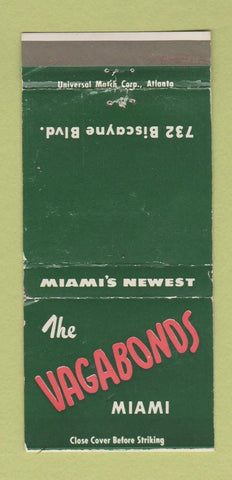 Matchbook Cover - Vagabonds Miami FL WEAR 30 Strike