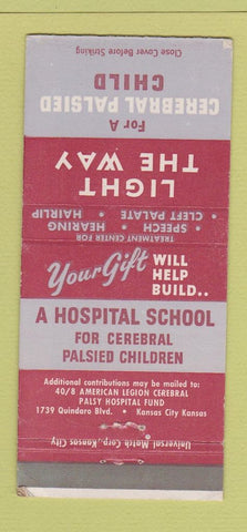 Matchbook Cover - Hospital School Cerebral Palsy Kansas City KS 30 Strike