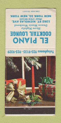 Matchbook Cover - El Piano Cocktail Lounge New York City Chrstimas 30 Strike