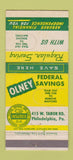 Matchbook Cover - Olney Federal Savings Philadelphia PA 30 Strike
