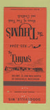 Matchbook Cover - The Thym's Restaurant Dodgeville WI WEAR 30 Strike