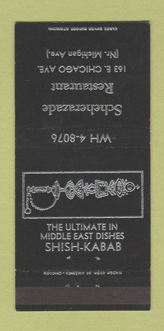 Matchbook Cover - Scheherazade Restaurant Chicago IL Shish Kabab 30 Strike