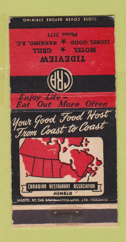 Matchbook Cover - Tideview Motel Nanaimo BC low phone # WEAR 30 Strike