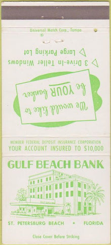 Matchbook Cover - Gulf Beach Bank St Petersburg Beach FL 30 Strike