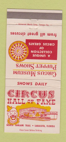 Matchbook Cover - Circus Hall of Fame Sarasota FL 30 Strike