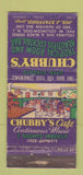 Matchbook Cover - Chubby's Cafe West Collingswood NJ WEAR 30 Stick