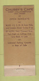 Matchbook Cover - Chubby's Cafe West Collingswood NJ WEAR 30 Stick