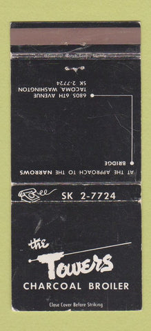 Matchbook Cover - Towers Charcoal Broiler Tacoma WA WEAR 30 Strike